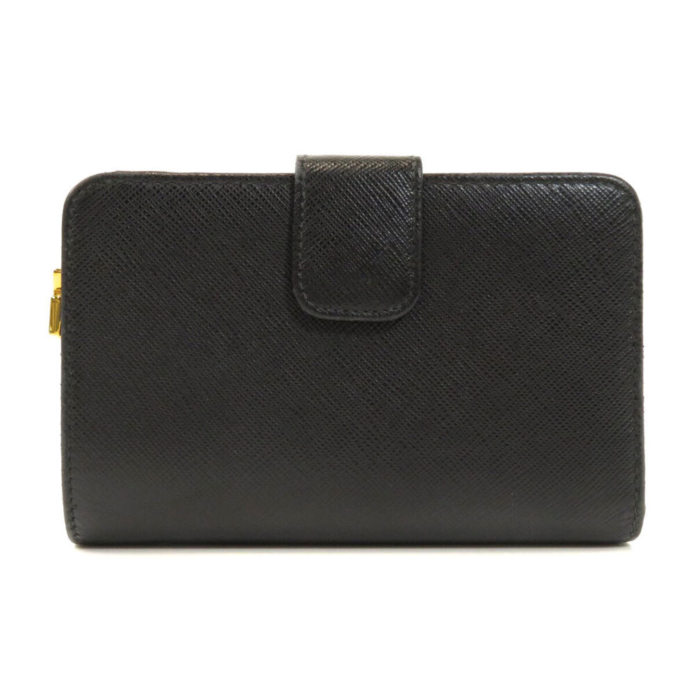 Prada Wallet fold Bi Leather Saffiano Black